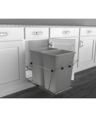 Double Pullout Trash Can 35 qt. for Kitchen, Silver, RV-18KD-17C S