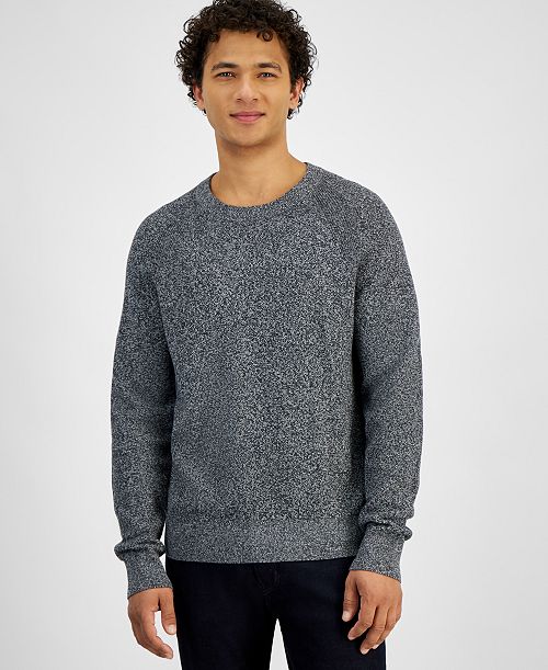 alfani Michael Kors Men's Modern-Fit Textured Mouliné Sweater Men's Fashion & Accessories