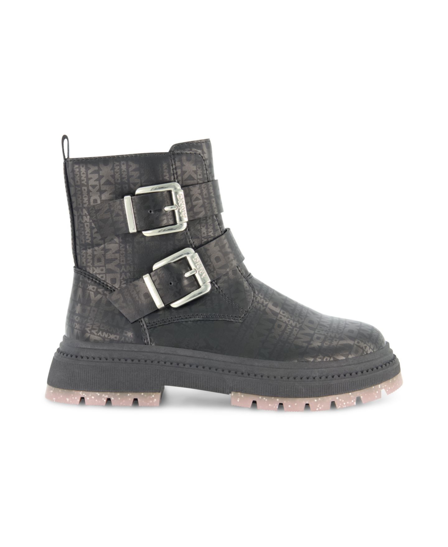 Ботинки DKNY Crissa Buckles Lug Boot для девочек, цвет: Чёрный / Розовый — фото 3