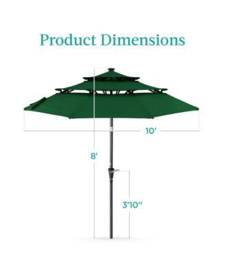 10ft 3-Tier Solar Patio Umbrella w/ 24 LED Lights, Tilt Adjustment, Easy Crank