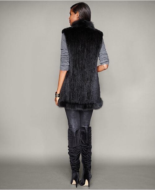 The Fur Vault FoxTrim Knitted Mink Fur Vest The Fur Vault Women
