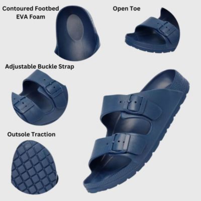 Men's Double Strap EVA Slide Sandals Sole Flat Casual Comfort Shoes