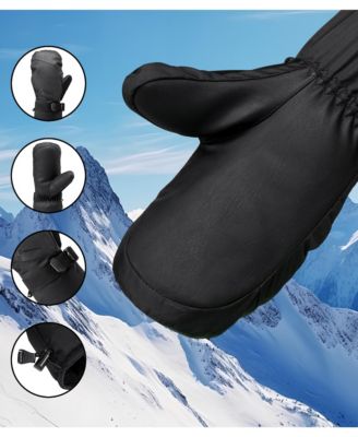Men's Waterproof Snow Gloves Zipper Pockets Winter Sport Mittens