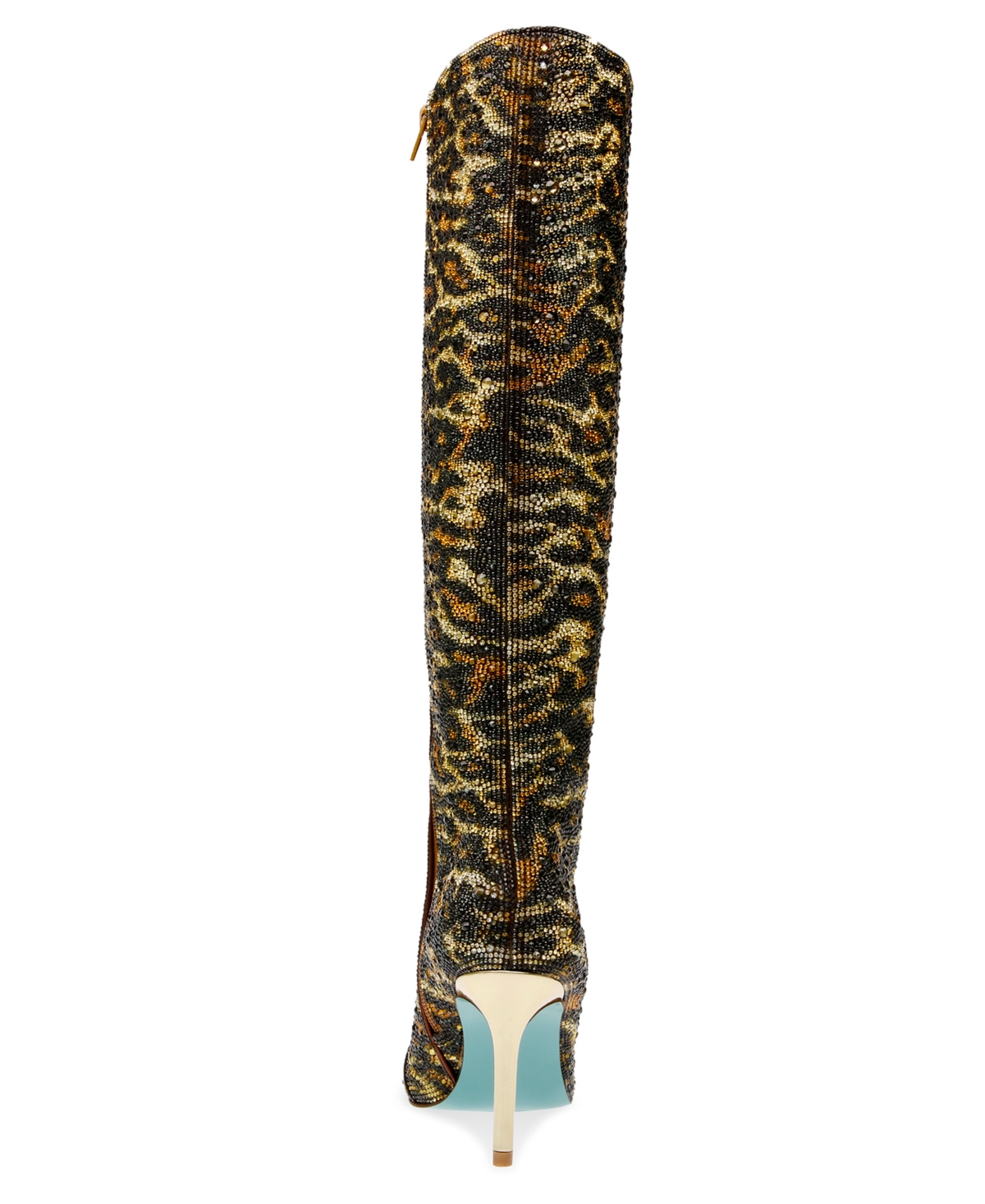 Betsey Johnson Brea Womens Rhinestone Animal Print Knee-high Boots In Leopard