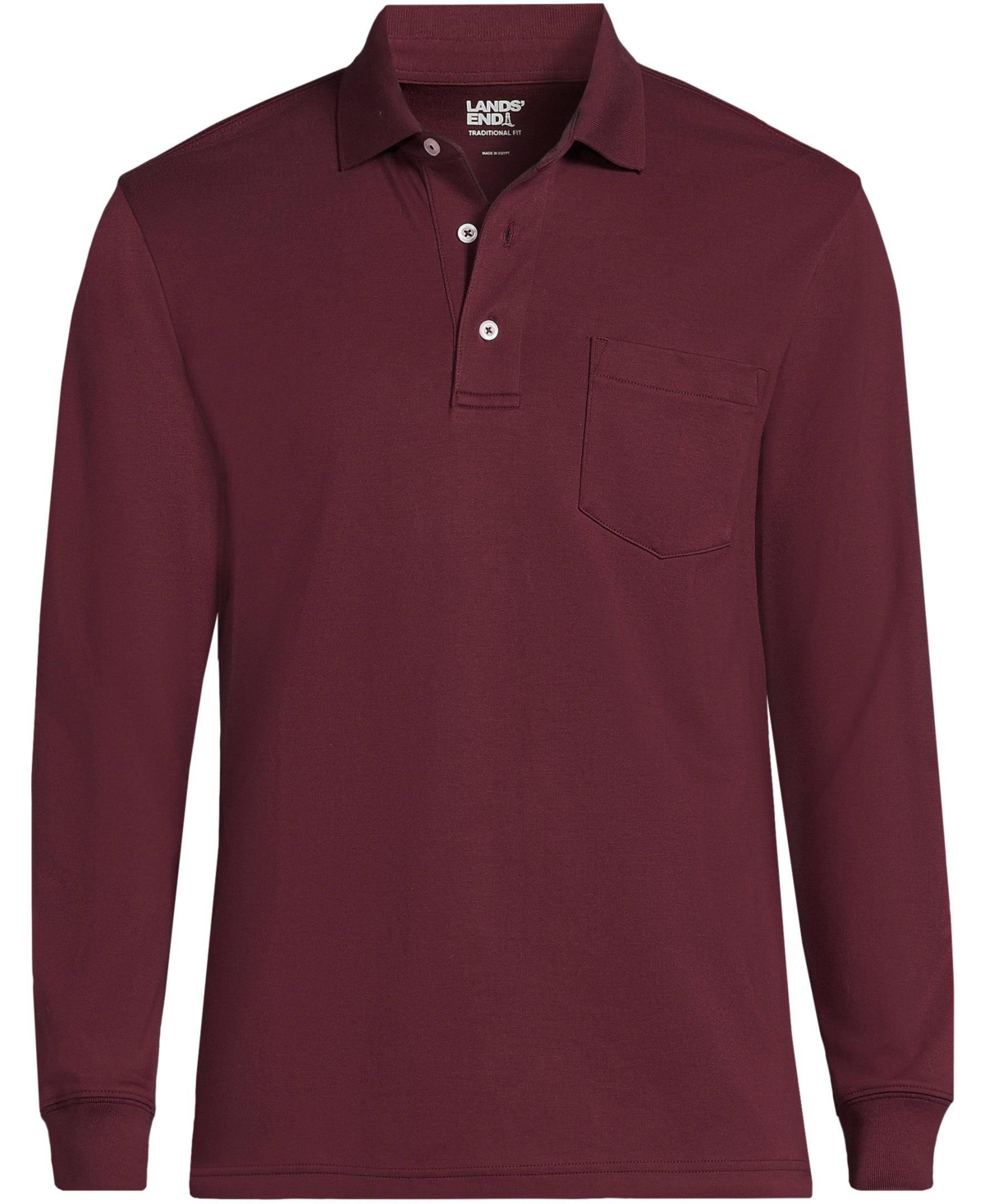 Lands' End Big & Tall Long Sleeve Cotton Supima Polo Shirt with Pocket