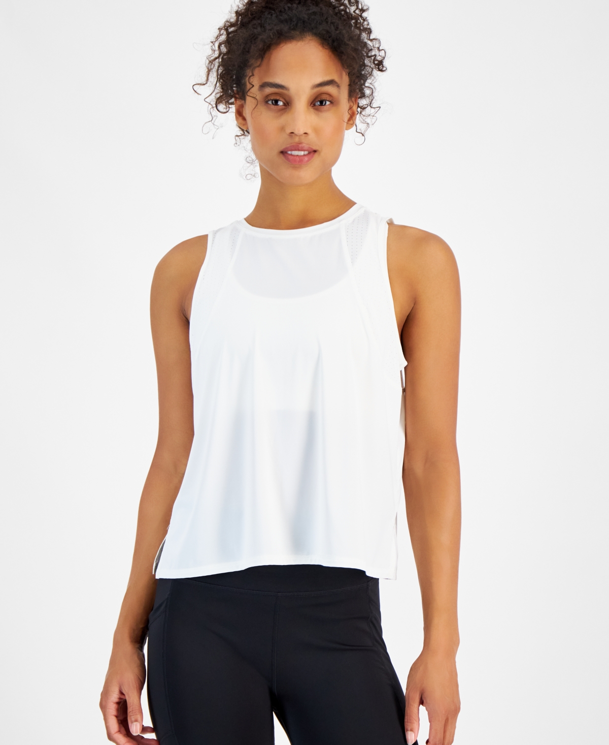 ID IDEOLOGY WOMEN'S REFLECTIVE PERFORATED TANK TOP, CREATED FOR MACY'S 
