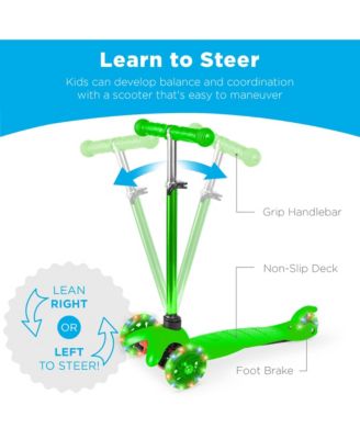 Kids Mini Kick Scooter Toy w/ Light-Up Wheels and Height Adjustable T-Bar