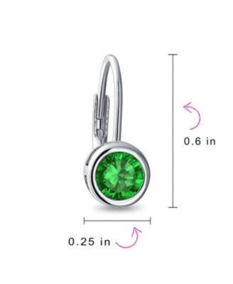 Dainty 0.50CTW Round Bezel Cubic Zirconia CZ Solitaire Dangle Drop Earrings Lever Back Rose Gold Plated .925 Sterling Silver