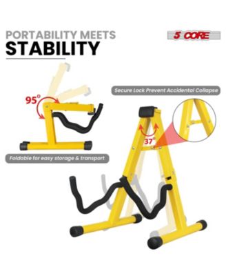 Guitar Stand 2PC A Frame Shape w Soft Foam Arm Non Slip Rubber for Acoustic Electric Bass - GSS YLW 2PCS