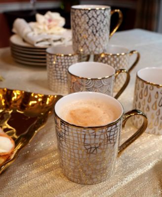 Mosaic Gold Plated Mugs, Set of 6