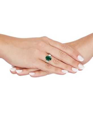 Lab Grown Sapphire (5-5/8 ct. t.w.) & Lab Grown Diamond (3/8 ct. t.w.) Ring in 14k White Gold (Also available in Emerald & Ruby)