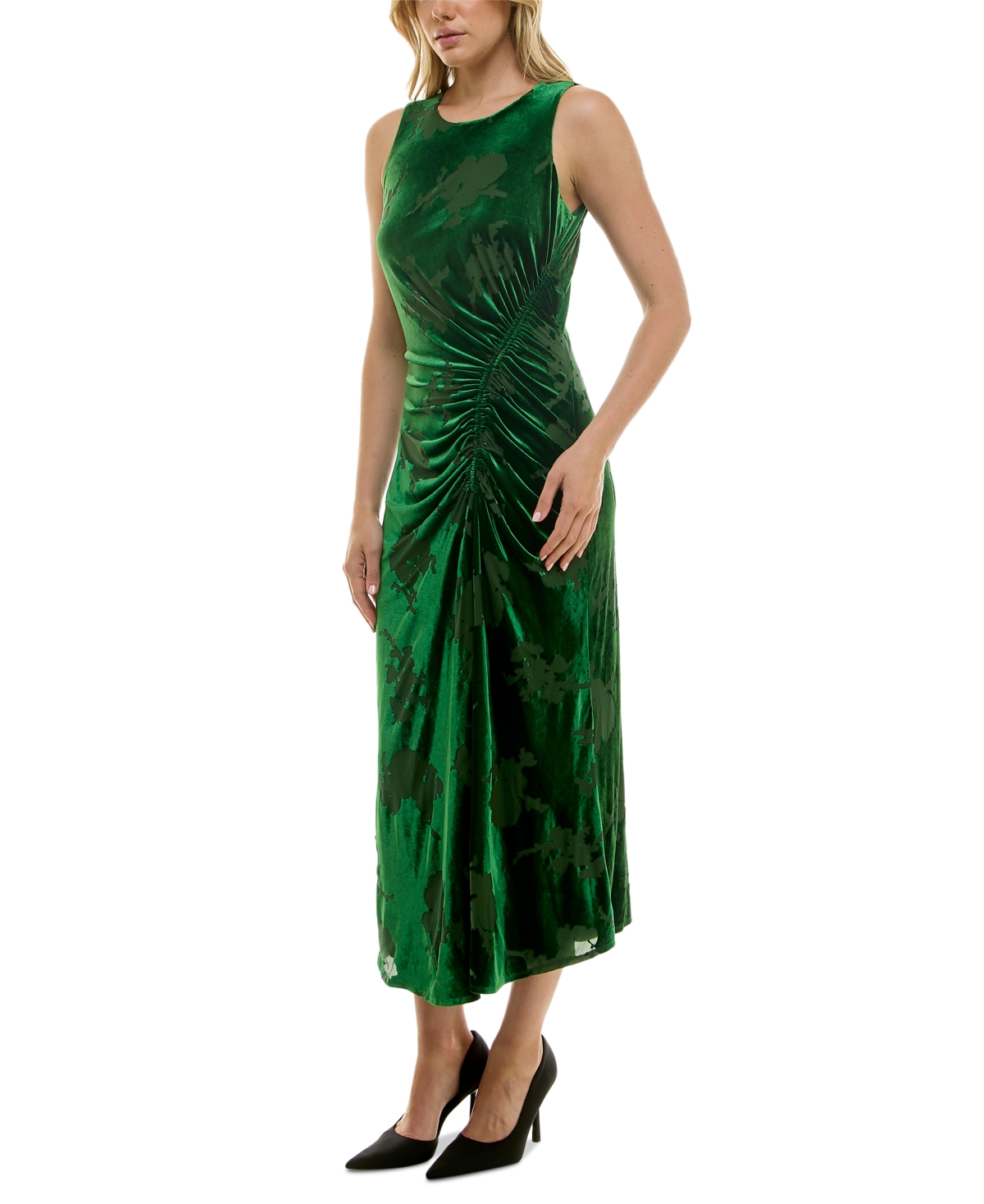 Taylor Women's Ruched Burnout Velvet Midi Dress