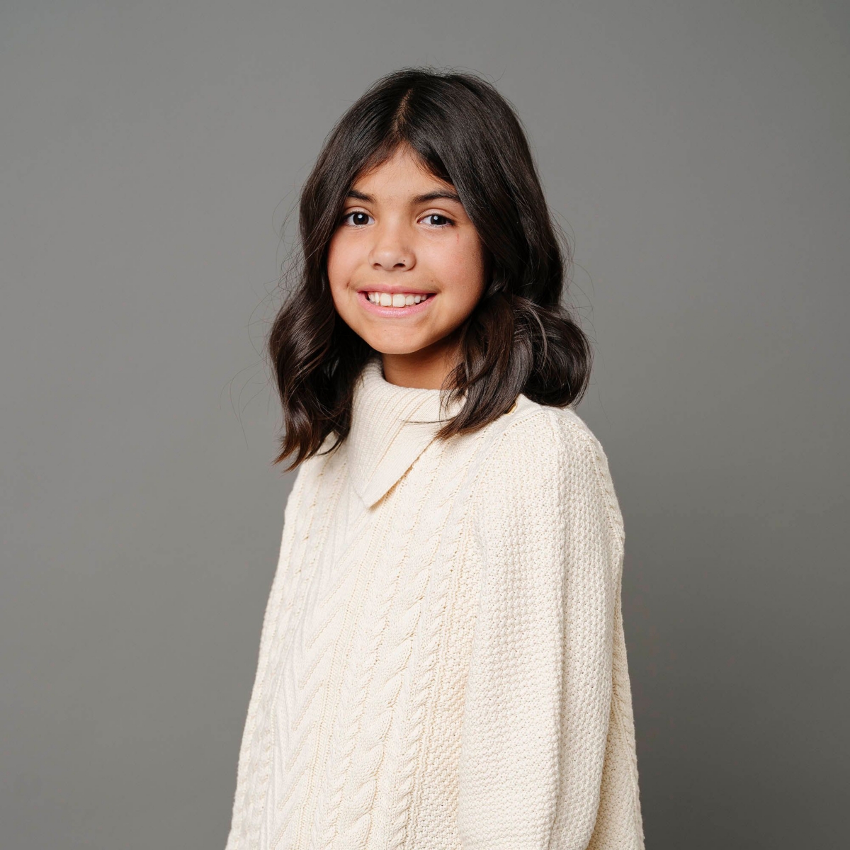 Hope & Henry Girls Organic Split Collar Cable Sweater Cape
