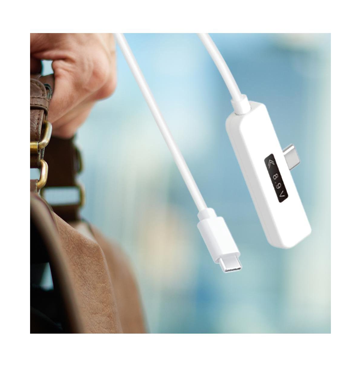 j5create JUCP15 Usb-c to Usb-c 2.0 Cable Right Angle with Oled Dynamic Power Meter, - pure,  pristine white hue
