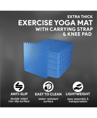 96 Sq Ft Interlocking EVA Foam Exercise Mat Tiles, Blue