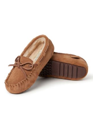 Dearfoams Kids Fireside By Parke Genuine Shearling Moccasin Slipper