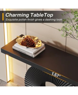 Modern Console Table with Geometric Base, 40 inch Wood Entryway Table Sofa Table Narrow Long for Living Room, Entryway, Hallway