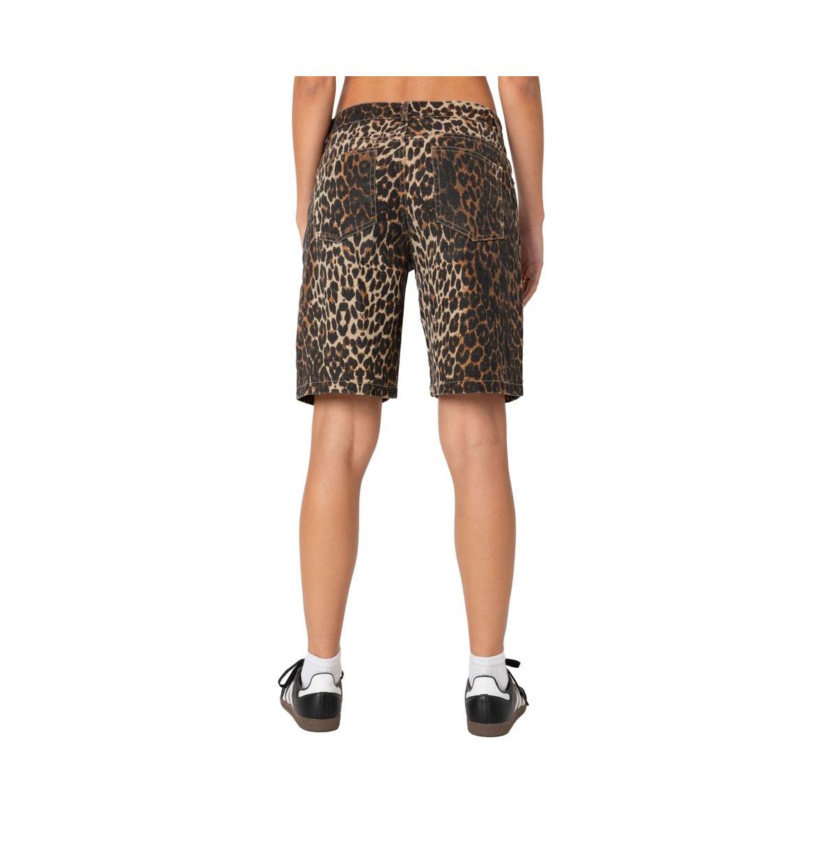 Edikted Women'slow rise denim bermuda shorts - Leopard