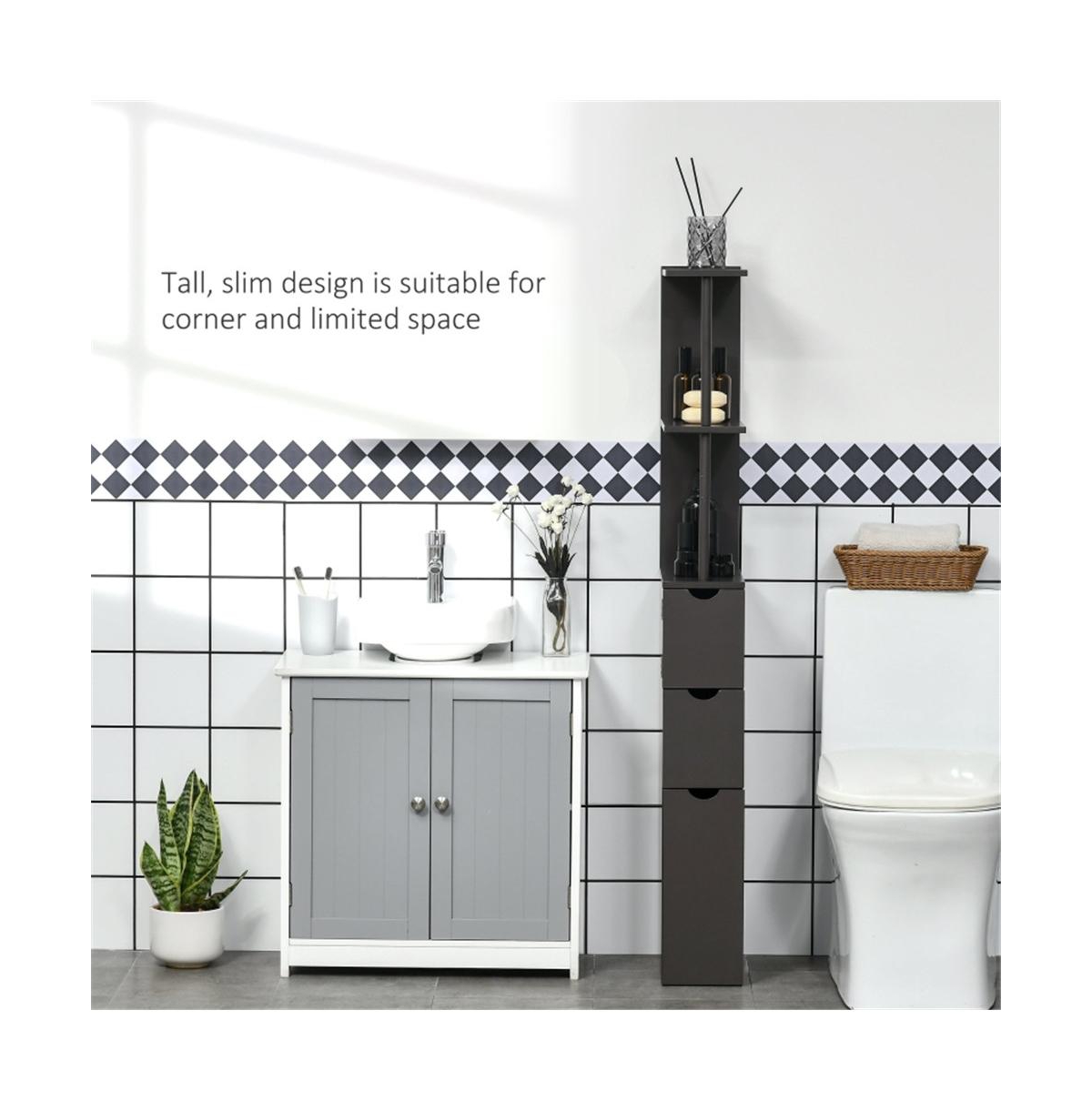 SlickblueBathroom Storage Cabinet – Stylish and Functional Organizer for Bathroom Essentials - Brown