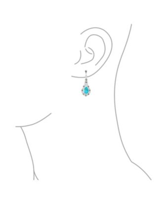 Western Style Marcasite Accent Teardrop Stabilized Dangle Chandelier Earrings .925 Sterling