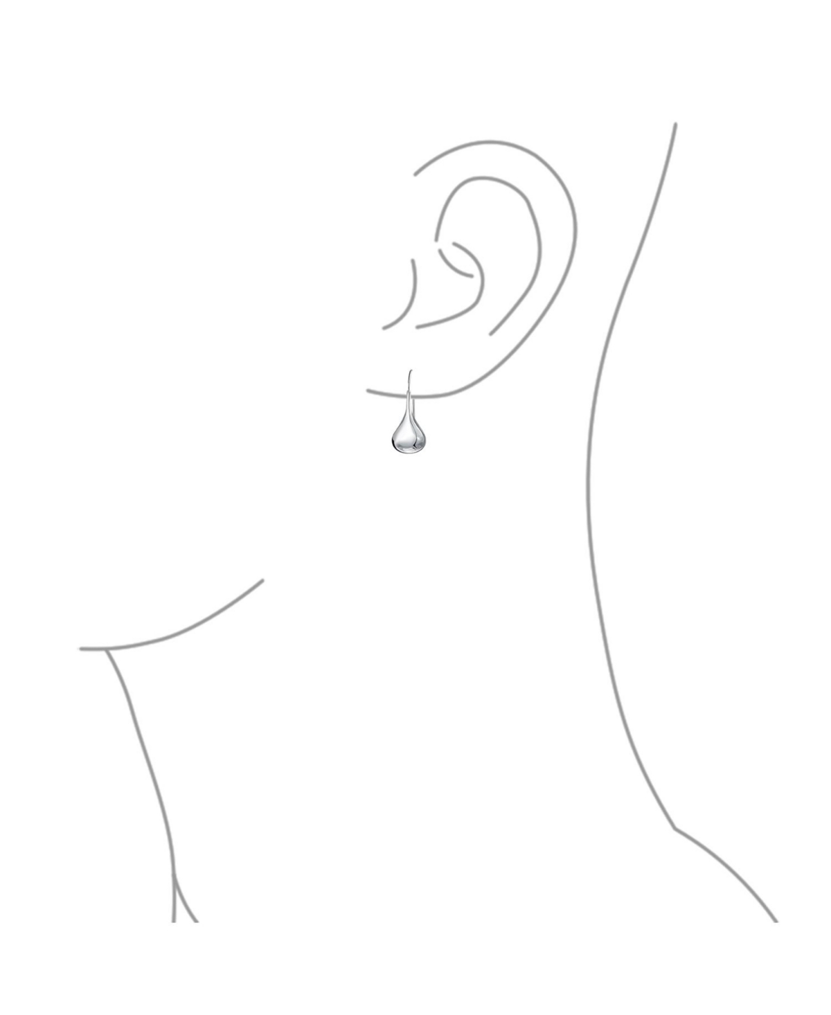 Bling Jewelry Simple Plain Puffed Teardrop Pear Shaped Rain Drop Earrings Fishhook Threader Polish Sterling Silver Inch