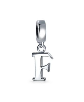 Dangle Block Letter A-Z Alphabet Initial Charm Bead Solid .925 Sterling Silver Fits European Bracelet