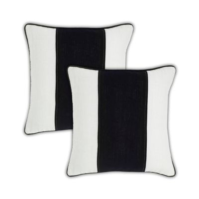 Maya Linen Stripe Throw Pillow Covers, 20"x 20", Set of 2