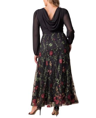 Plus Size Isabella Embroidered Mesh Formal Gown