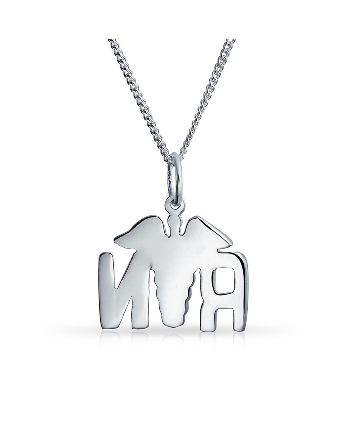 Bling Jewelry Angel Wings Stethoscope Symbol of Registered Rn Nurse Caduceus Pendant Necklace For Women Graduation .925 Sterling Silver