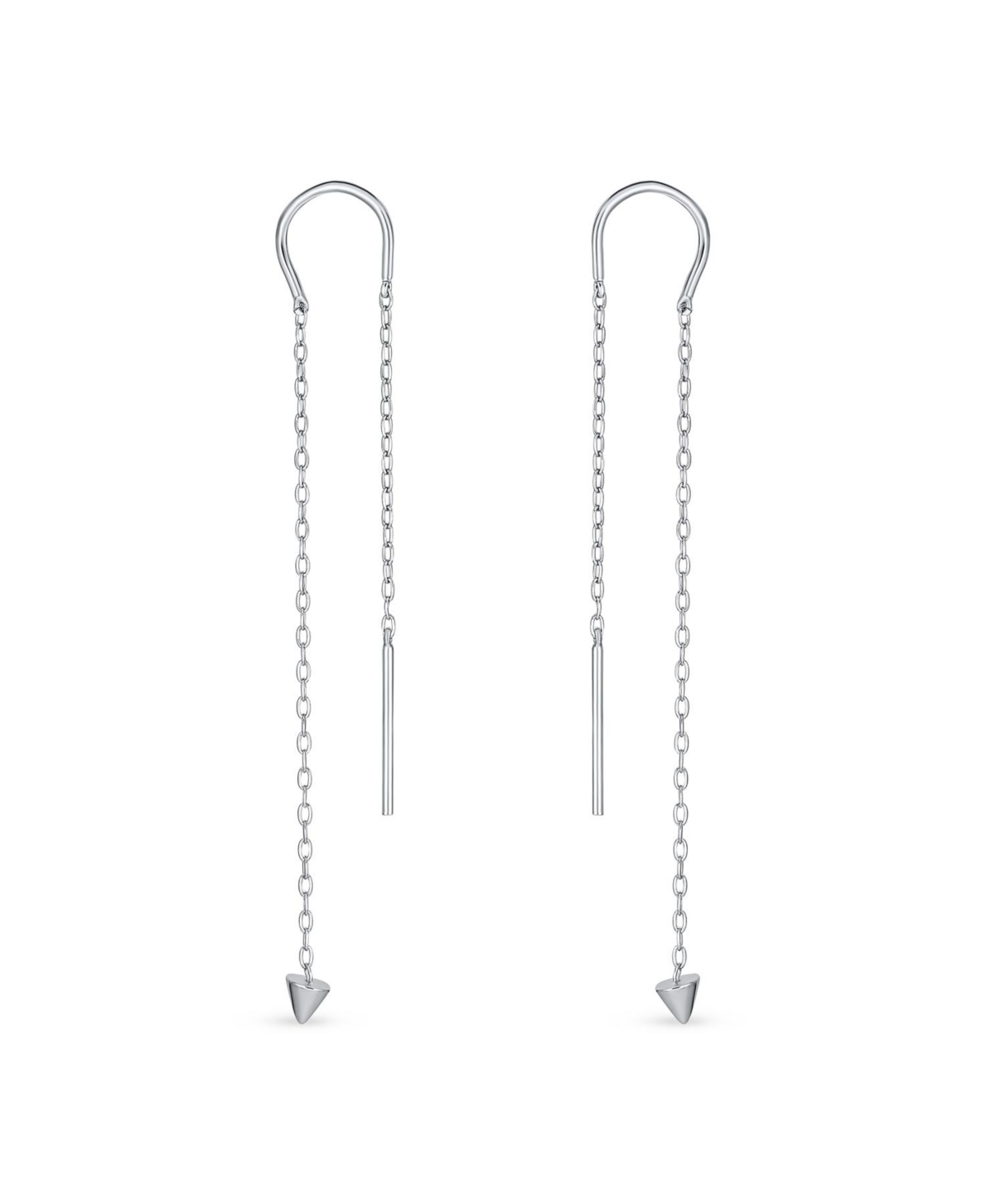 Minimalist Geometric Dangle Earrings Arrow Spike Tip Gold Plated Sterling Silver - Grey