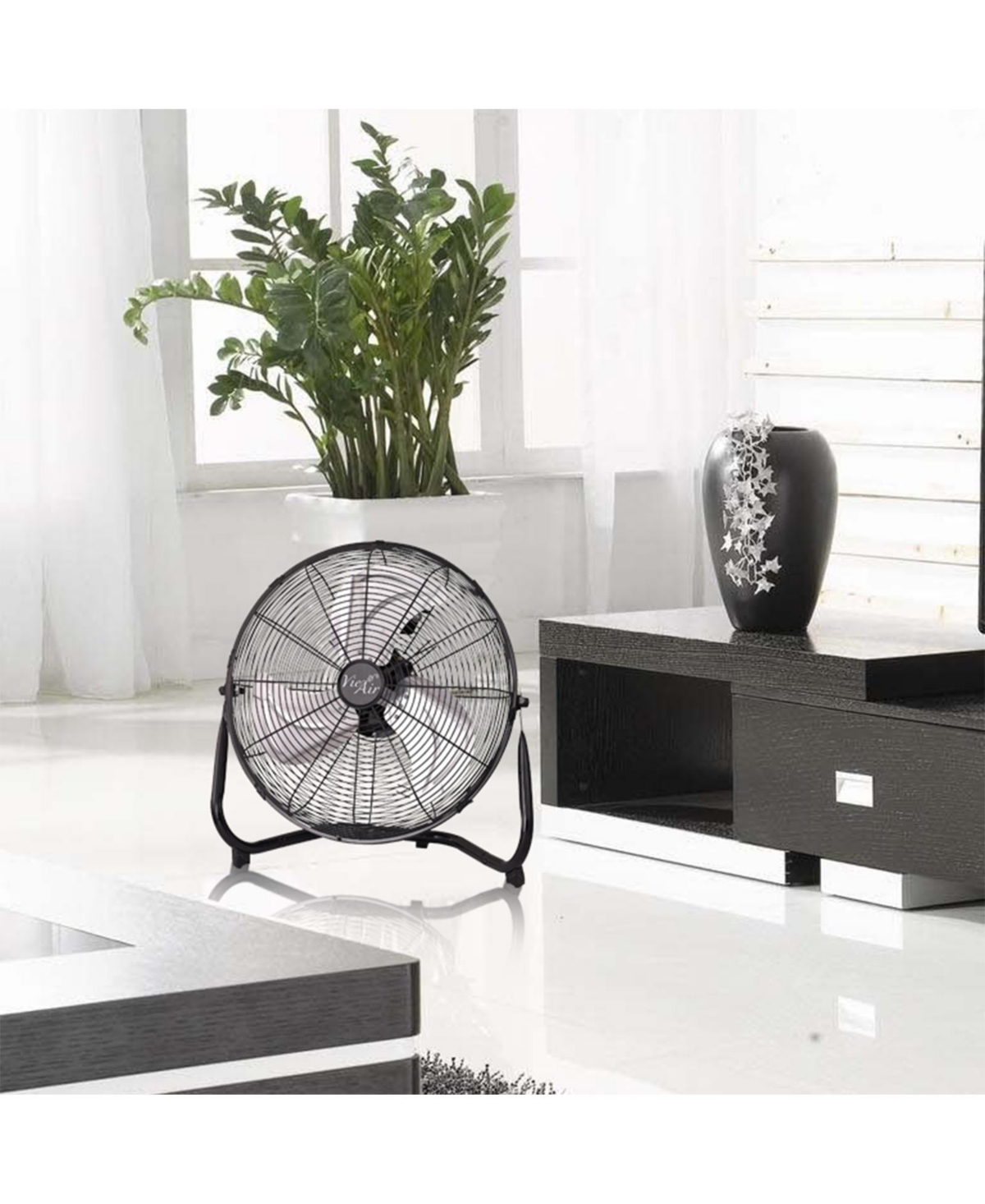 Vie Air Industrial High Velocity Heavy Duty Metal Floor Fan with 3 Speed Settings