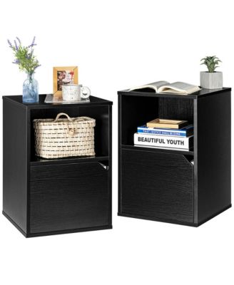 Set of 2 Nightstands Side End Table Storage Cabinet Shelf Living Room White