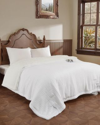 King Size Waffle Sherpa Electric Heated Blanket with Dual Control, 100" x 90"