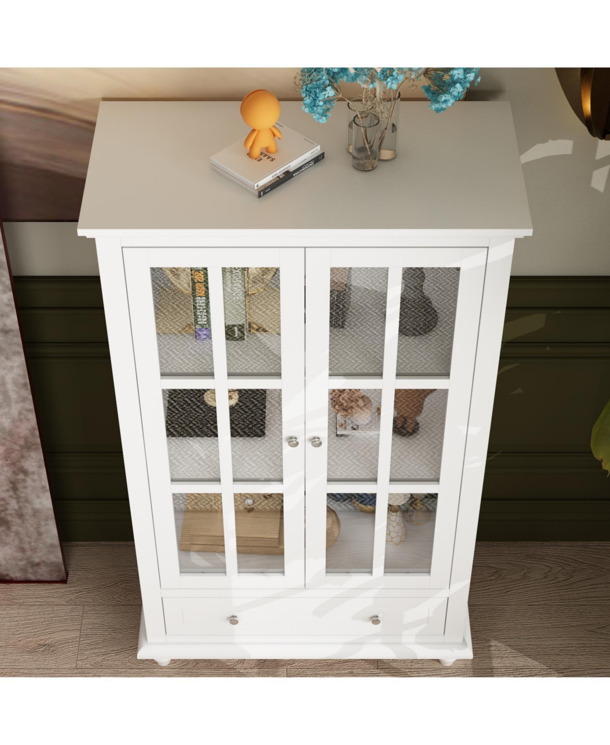 Brown Wooden Standard Bookcase with 3-Tier Shelves and Drawer