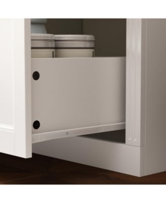 Grey Wood Bookcase With Tempered Glass Doors and 6-Drawers