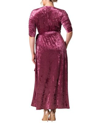 Plus Size Cara Velvet High Low Long Wrap Dress