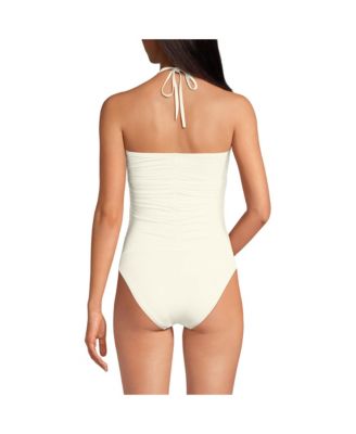 Women's Ruched Multi-Way V-Neck Halter High Leg One Piece Swimsuit