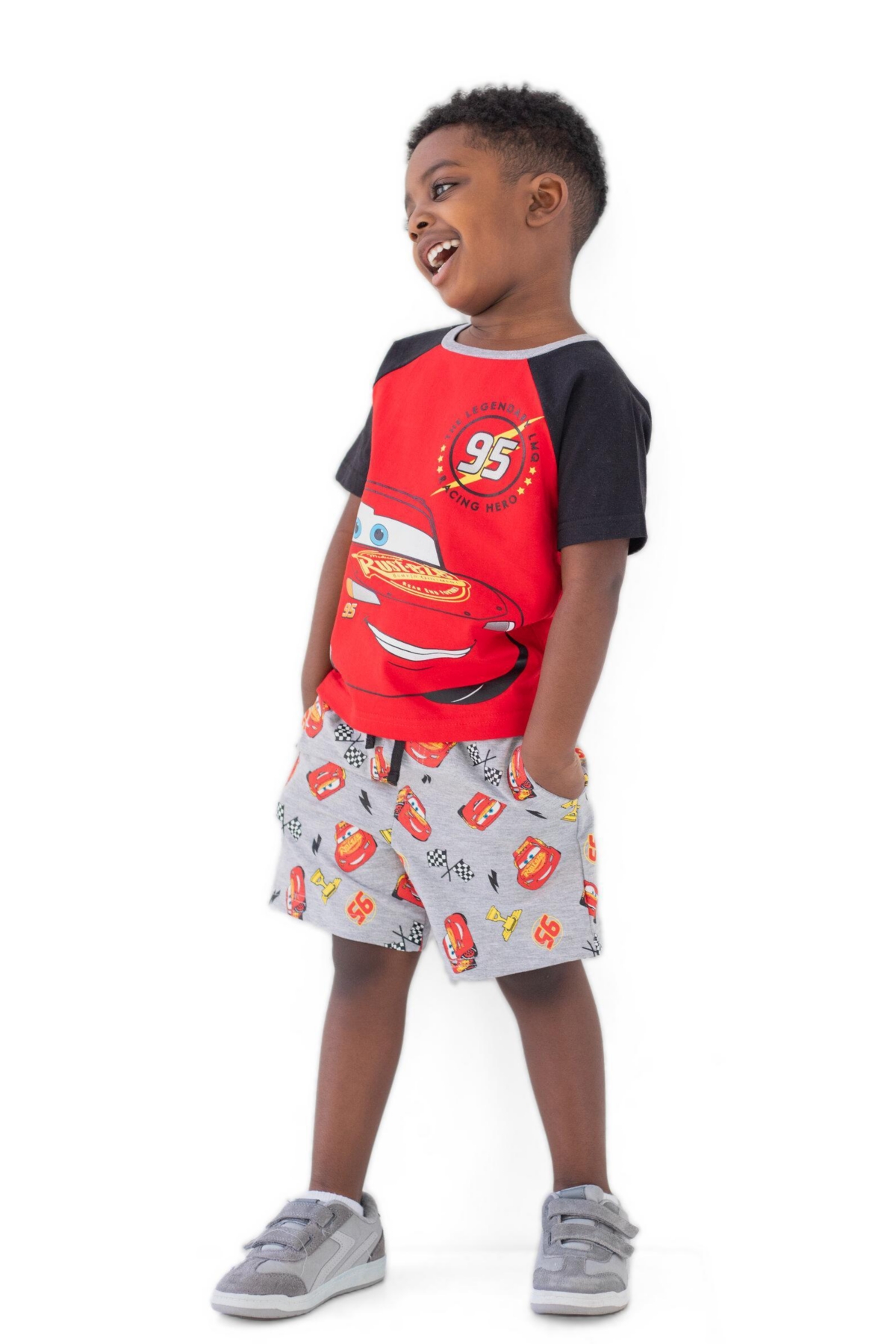 Disney Mickey Mouse Lion King Pixar Cars Toy Story French Terry T-Shirt and Shorts Outfit Set Toddler to Big Kid