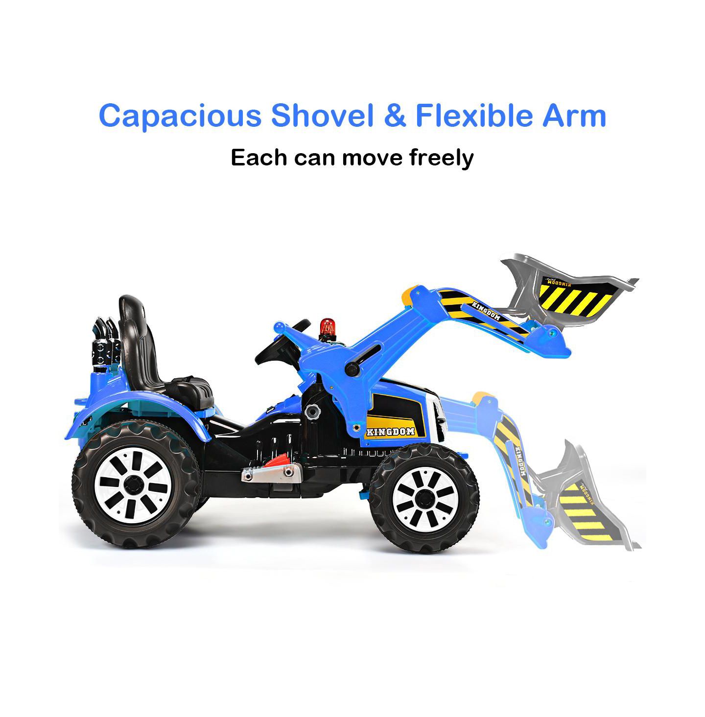 Детская игрушка Costway Excavator Truck with Front Loader, Battery Powered Ride-On, 66 lb. Capacity, Ages 3-10, цвет: Синий — фото 7