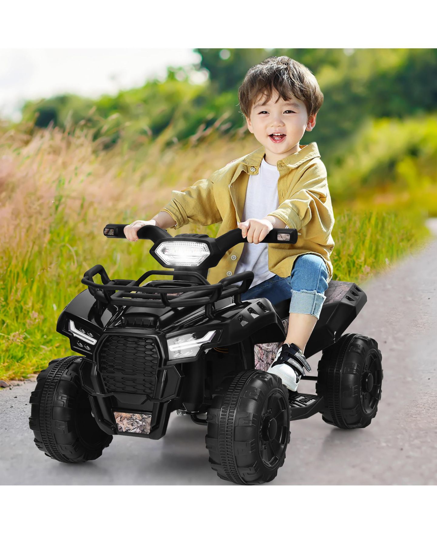 Детская игрушка Costway Kids ATV Quad Electric Ride-On Toy with LED Light, 44 lb. Capacity, Ages 18-36 Months, цвет: Чёрный — фото 2