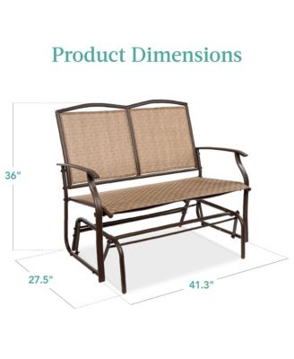 2-Person Outdoor Swing Glider, Steel Patio Loveseat, Bench Rocker w/ Armrests