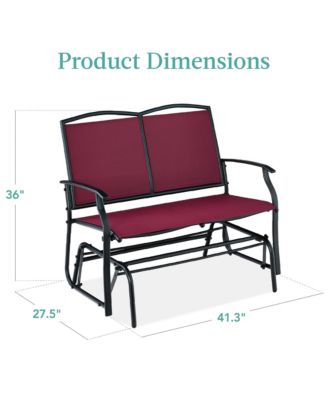 2-Person Outdoor Swing Glider, Steel Patio Loveseat, Bench Rocker with Armrests