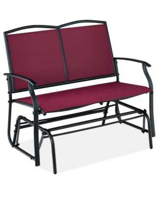 2-Person Outdoor Swing Glider, Steel Patio Loveseat, Bench Rocker with Armrests