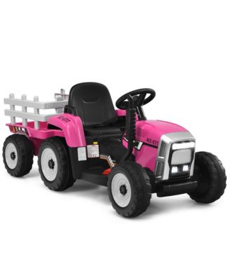 12V Kids Ride On Tractor with Trailer Ground Loader w/ RC & Lights