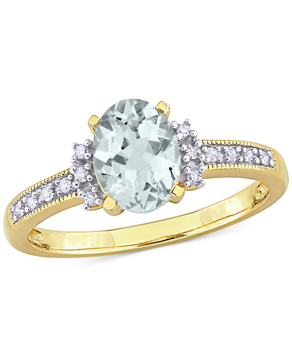 Macy's Morganite (1-1/7 Ct. T.w.) And Diamond (1/20 Ct. T.w.) Ring In 18k Rose Gold Over Sterling Silver (a In Aquamarine Gold