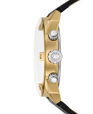 Men's Spiked Quartz Chronograph Black Leather 49mm