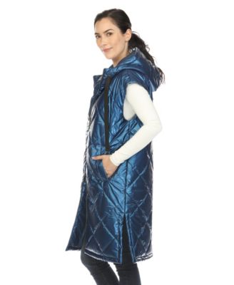 Women's Metallic Long Puffer Vest Jacket