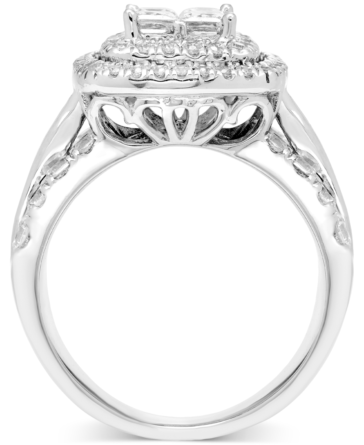 Macy's Diamond Princess Quad Cluster Halo Engagement Ring (2 Ct. T.w.) In 14k White Gold In White Gold