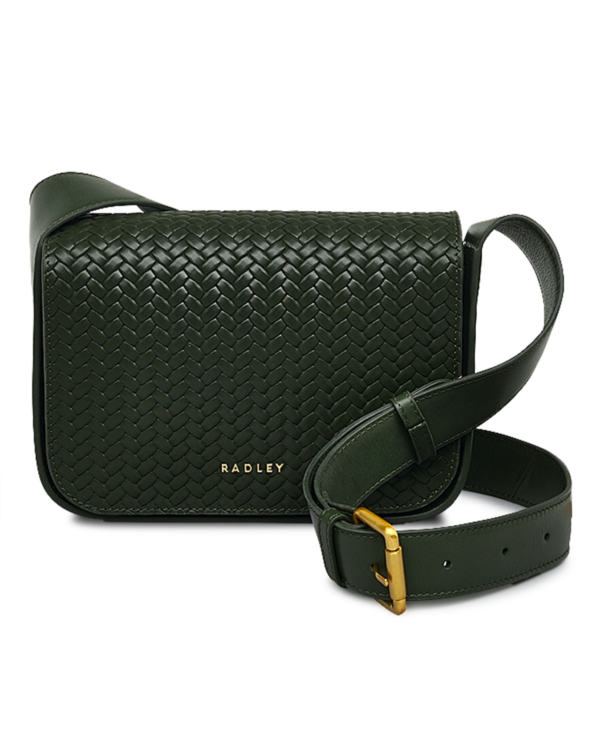 Westwell Lane Weave Emboss Small Flap Over Crossbody - Racing Green