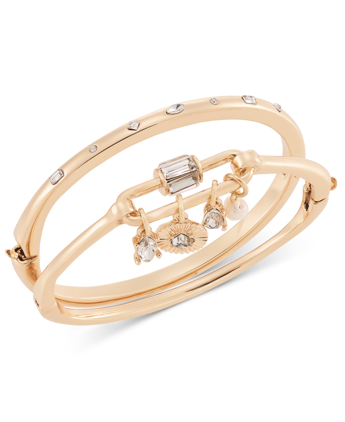 2-Pc. Set Freshwater Pearl Charm Bangle Bracelets, Exclusively at Macy's - Gold